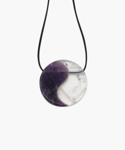Yin Yang Anhänger groß aus Amethyst & Bergkristall